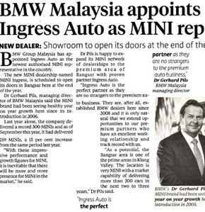 BMW Malaysia Appoints Ingress Auto As MINI Rep