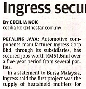 Ingress Secures RM51.6mil Jobs Over 5 Years  